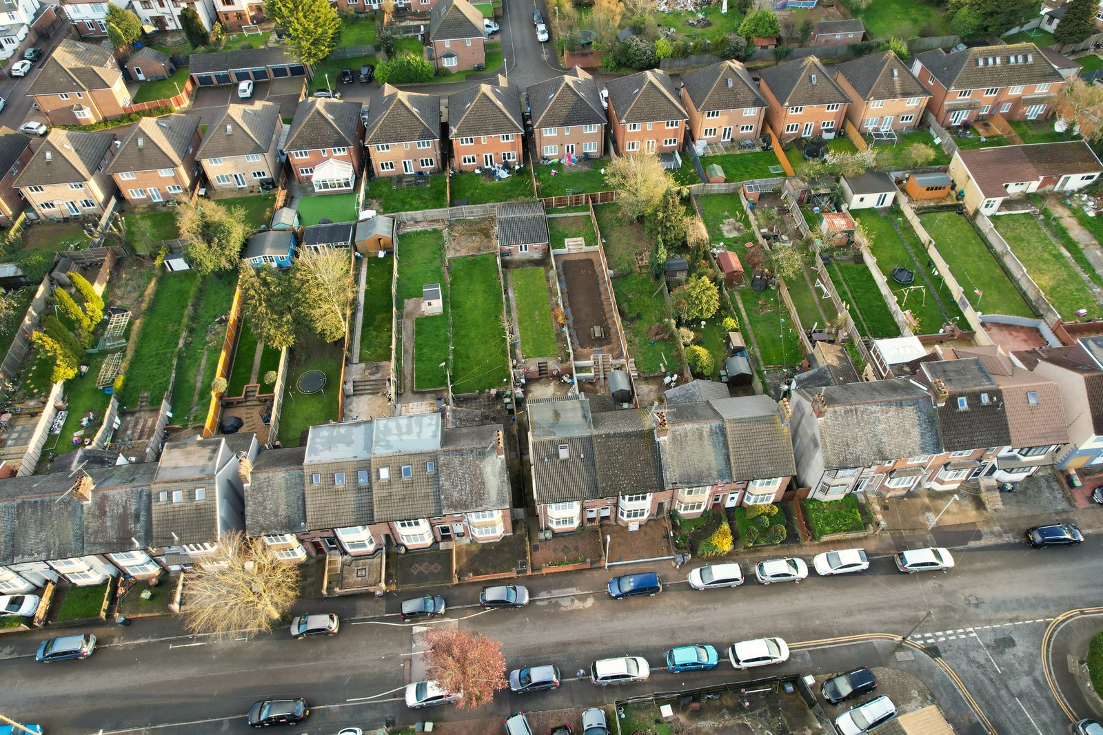 UK houses with gardens and pitched roofs