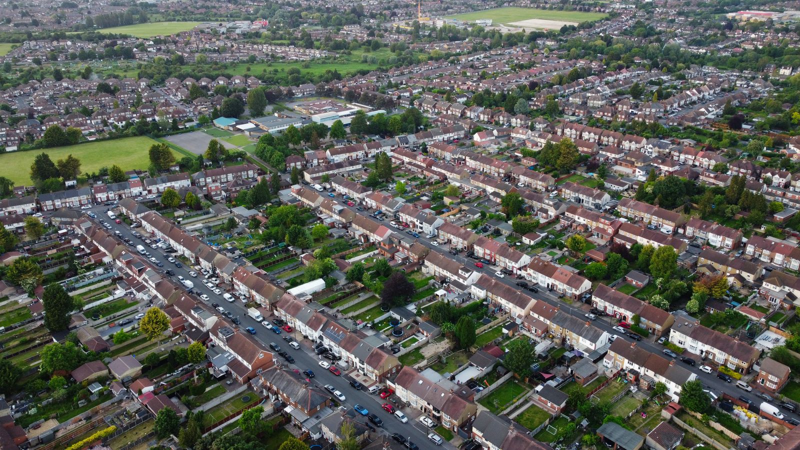 Suburban UK rooftops